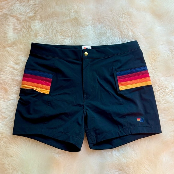 Aviator Nation Other - MEN'S HORIZONTAL 5 STRIPE FLEX SHORTS - BLACK